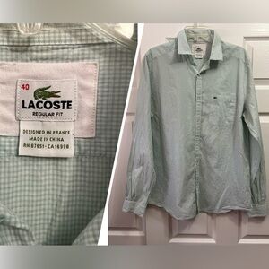 Lacoste Green White Gingham Button Down Men’s Shirt